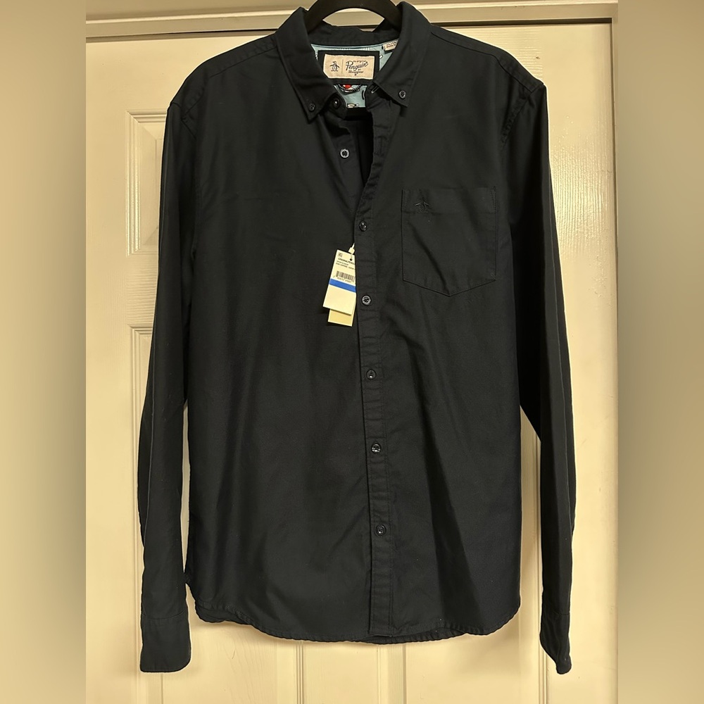 Original Penguin Men's Navy Blue Button Down Shirt